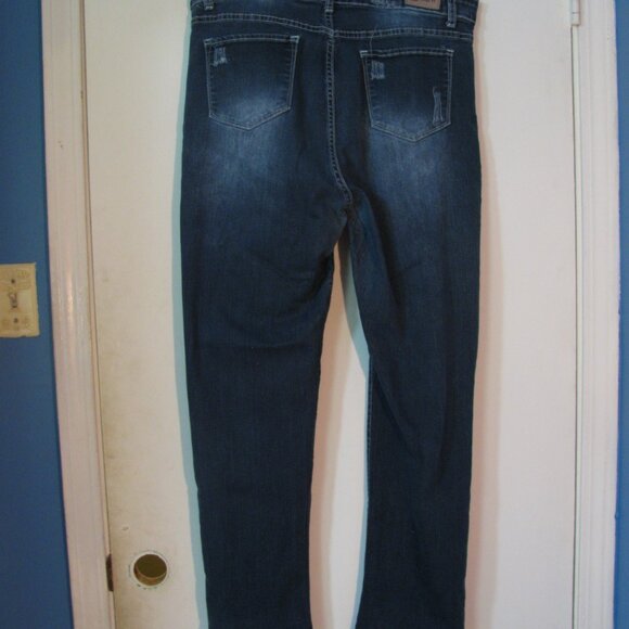 L & B Jeans Size 18 Pluis Distressed Ripped Skinny Thick Overstitching Exc - Picture 5 of 8